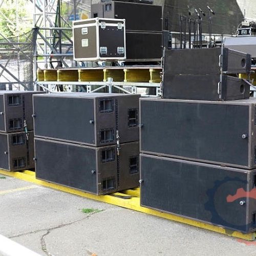 Old powerfull concerto audio speakers ,amplifiers ,spotlights, stage equipment